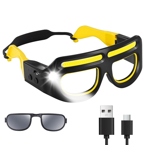 LED Headlight Glasses Rechargeable Headlight Glasses with Motion Sensor & Touch Control, Adjustable Safety Eyewear