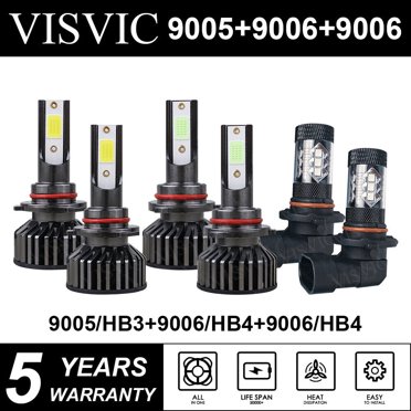 SHENKENUO 4x LED Headlight Bulbs Hi/Lo + Fog Light For Dodge Ram 1500-3500 2002-2004