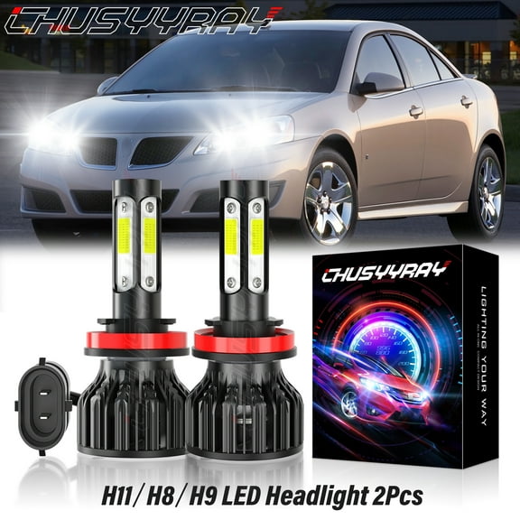 LED Headlight High/Low Beam Bulbs for Pontiac G6 2005 2006 2007-2010 6000K Super Bright White 2x