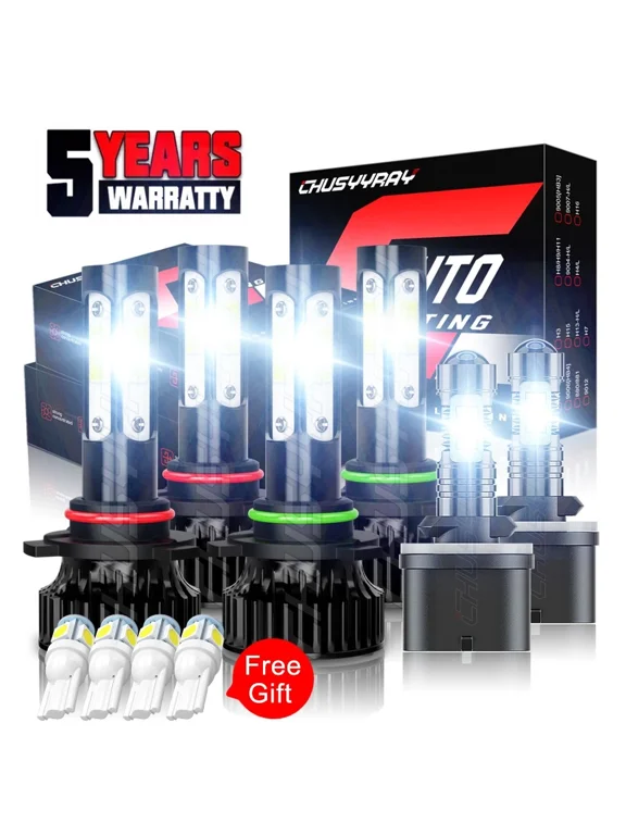 LED Headlight High Low Beam + Fog Light Bulbs Kit For Chevy Tahoe 2001 2002 2003 2004 2005 2006