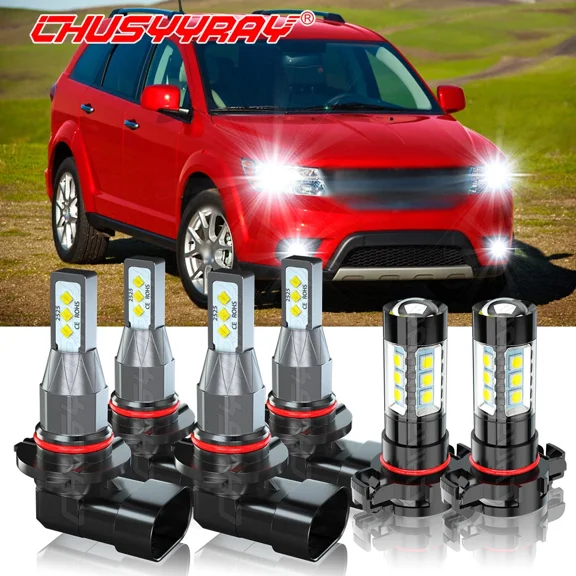 LED Headlight High Low Beam Fog Light Bulbs Kit For Dodge Journey 2010 2011 2012 2013 2014 2015 2016 2017 2018 2019
