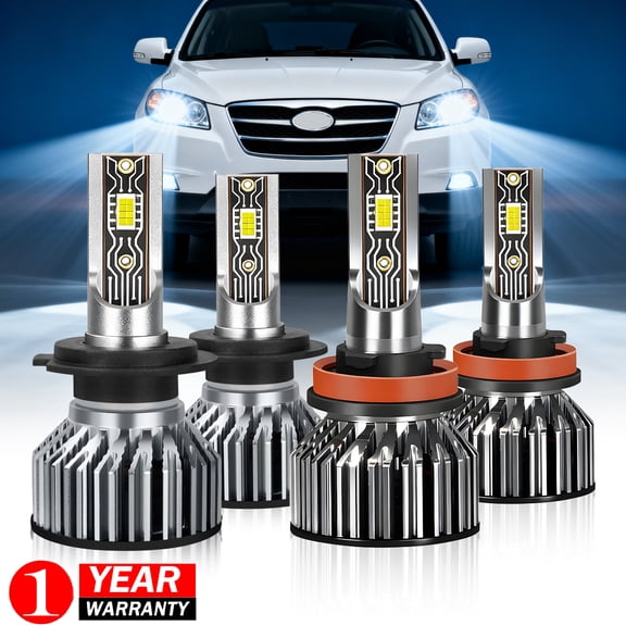 LED Headlight Light Bulbs Kit 6000K White 4Pcs - for Hyundai Veracruz 2007 2008 2009 2010 2011