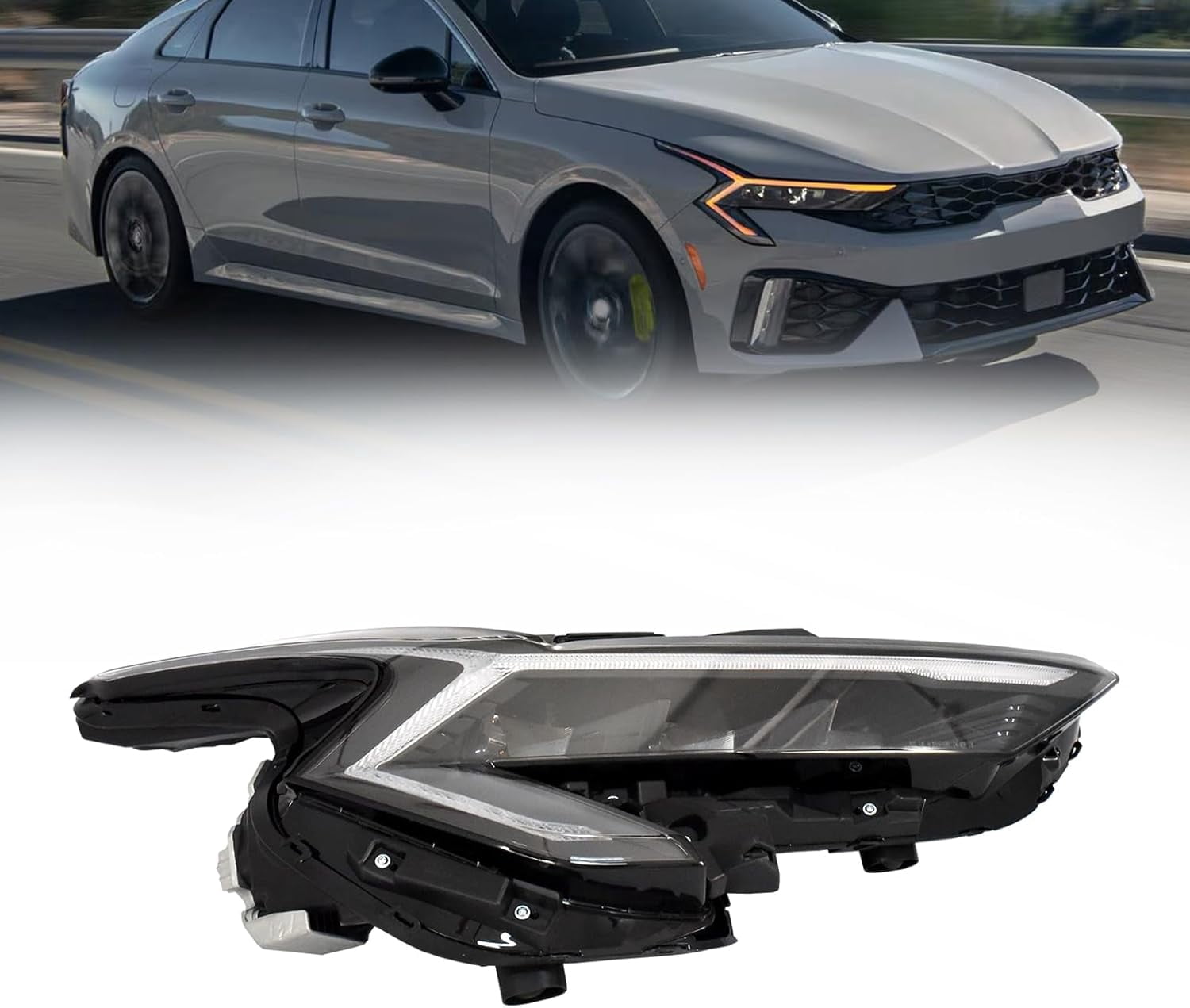 LED Headlight Right Passenger Side RH Compatible with 2025 2026 Kia K5 EX GT GT-Line LXS Replacement Headlamp 92102-L2550