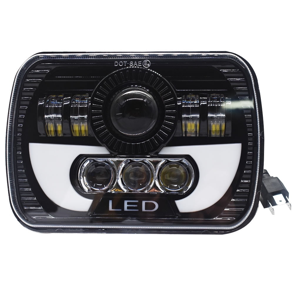 LED Headlight, for 1986-1995 Jeep Wrangler YJ 1984-2001 Cherokee XJ, 120W 6000K white 5"x7" 7"x6"