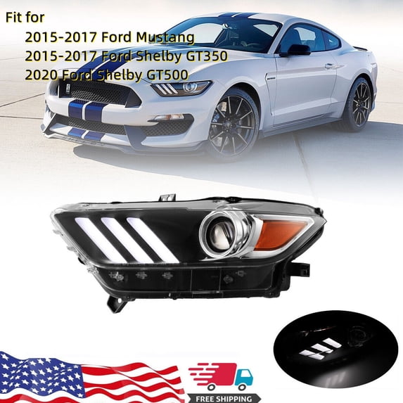 LED Headlight for 2015 2016 2017 Ford Mustang Projector Headlamp - Driver Side