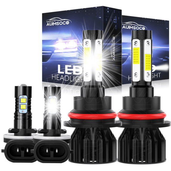 LED Headlights 6000K 9007 881 Combo For Dodge Stratus 2001-2005 , 4000LM Super White High Low Bulbs Fog Light Bulbs Kit, Non-polarity 300% Brighter Easy Install, 4x