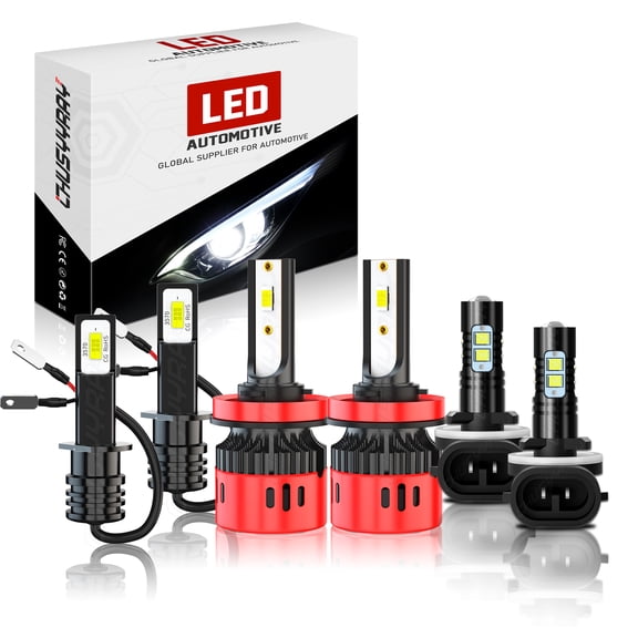 LED Headlights Conversion Kit H1 High Beam H8/H11 Low Beam 881 Fog Light Bulbs Kit Pack of 6