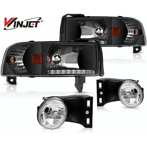 LED Headlights Corner & Fog Lights Set Assembly For 1994-2002 Dodge Ram 1500 2500 3500 4PCS
