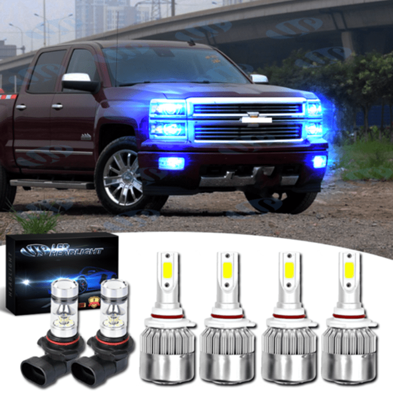 6-Piece LED Light Bulb Combo For Chevy Silverado 1500/2500/3500HD 1999-2002 - High/Low Beam & Fog Lights