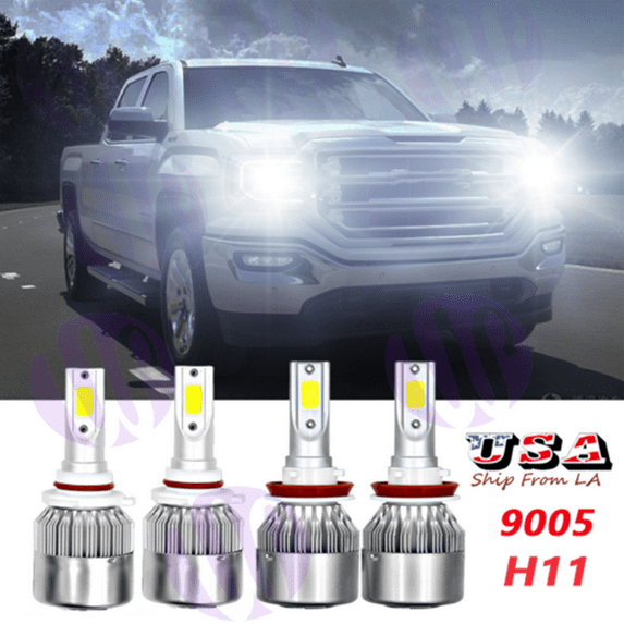 LED Headlights Kit High Low Beam 4X 6000K Bulbs for GMC Sierra 1500 2500 3500