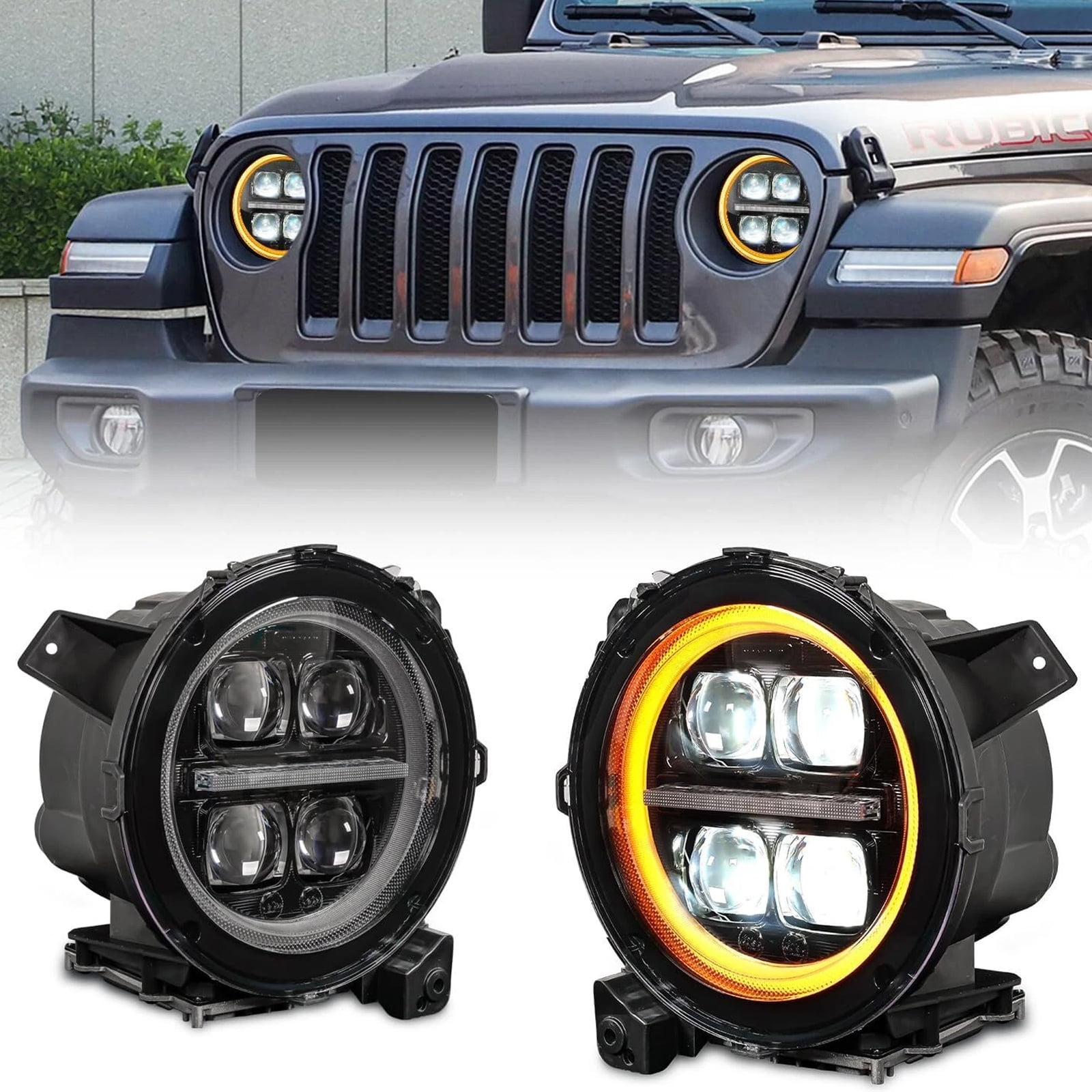 LED Headlights for Jeep Wrangler JL/Gladiator JT 2018-2024 High Power 4 ...