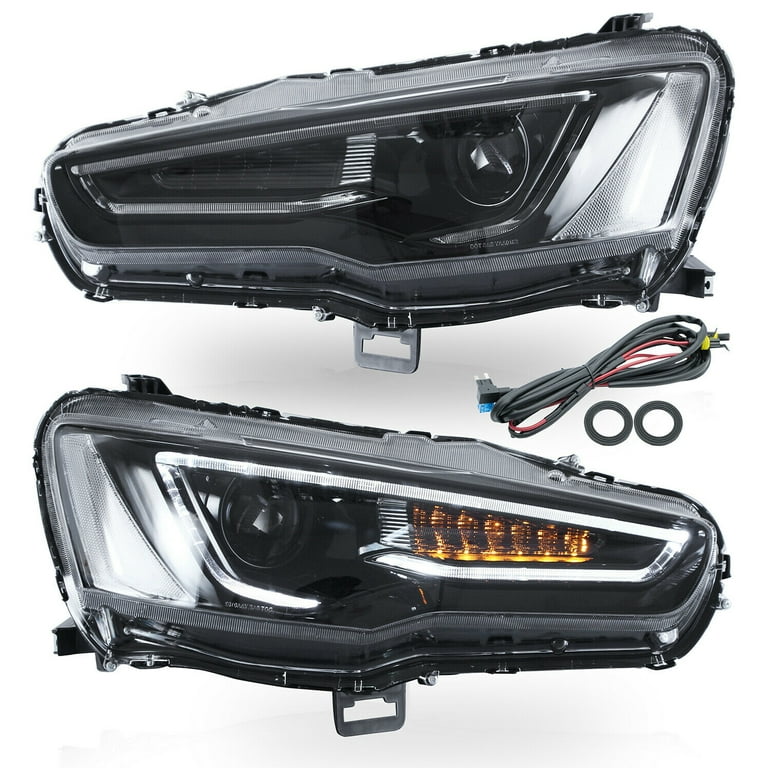 LED Headlights for Mitsubishi Lancer EVO X 2008-2017 Black Housing