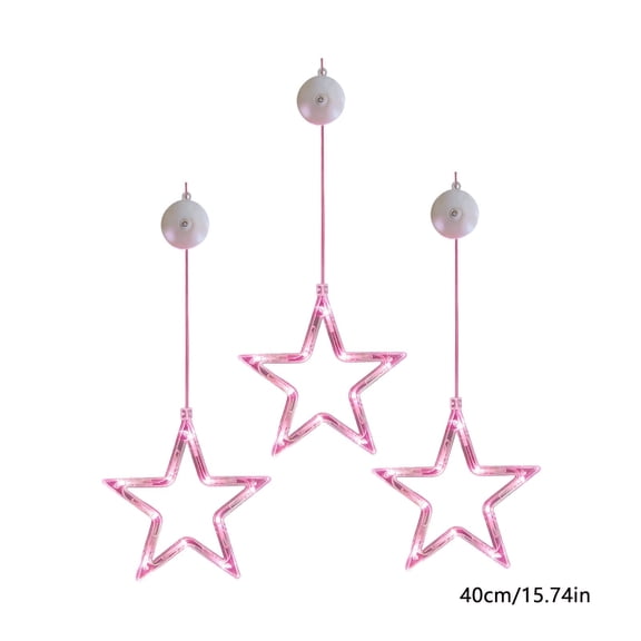 LED Heart Curtain Lights Pink Suction Cup Hanging String Lights Romantic Proposal Wedding Party Decoration Window Wall Bedroom Indoor Outdoor Ambient Decor Light Home Use