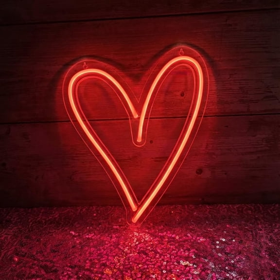 LED Heart Neon Sign, Red Wall Light for Bedroom, Romantic Home Decor, USB Powered Valentines Day Gift for Her/Him C113