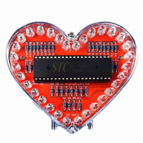 LED Heart-Shaped Light DIY Electronic Kit with 32 Colorful LED Lights DIY Soldering Practice Kit Battery Powered