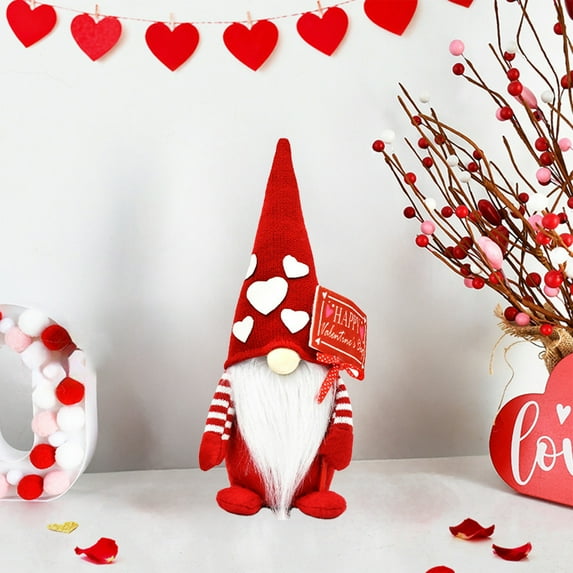 LED Heart Shaped Plush Doll - Soft Glow Valentine's Day Decor, Wedding Table Centerpiece Night Light, Red Fabric Romantic Home Decoration