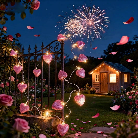 LED Heart Shaped String Lights – Pink Romantic Decorative Lights for Valentine’s Day, Weddings, Indoor Gifts & Ambience Lighting