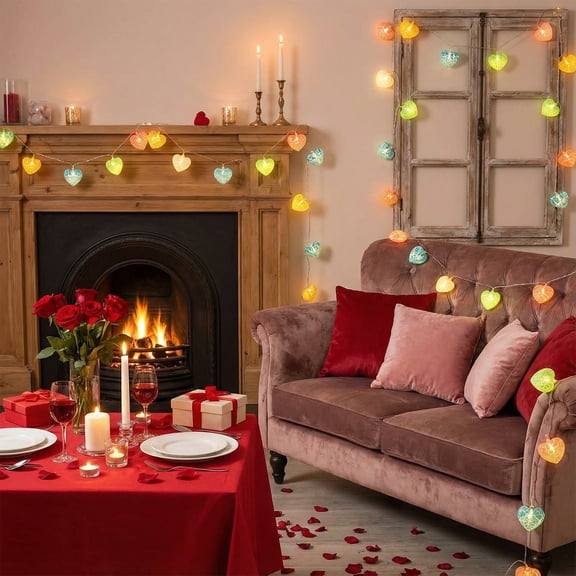 LED Heart String Lights Fairy Lights Romantic Room Decor, Warm Glow Flexible Easy Install Energy Saving Safe Use, Decorative Lights for Bedroom Wedding Proposal Party Home Decor