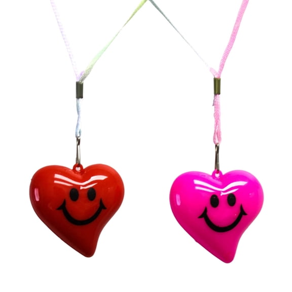 LED Heart with Smiley Face Necklace - Pink and Red