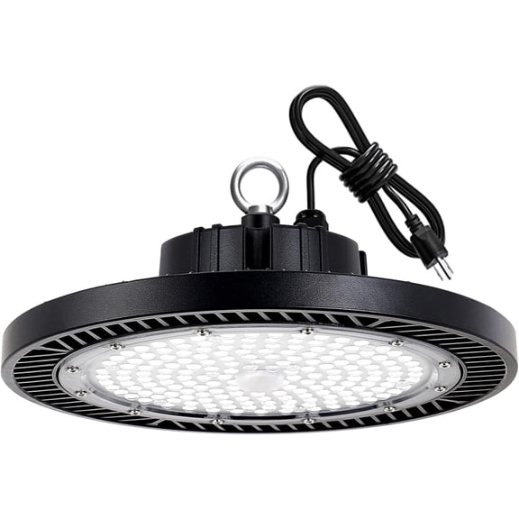LED High Bay Light, 200W 28000lm 5000K High Bay Led Shop Light with Plug 5' Cable and Hook Ring, UFO High Bay Led Lights for Garage Gym Warehouse Workshop