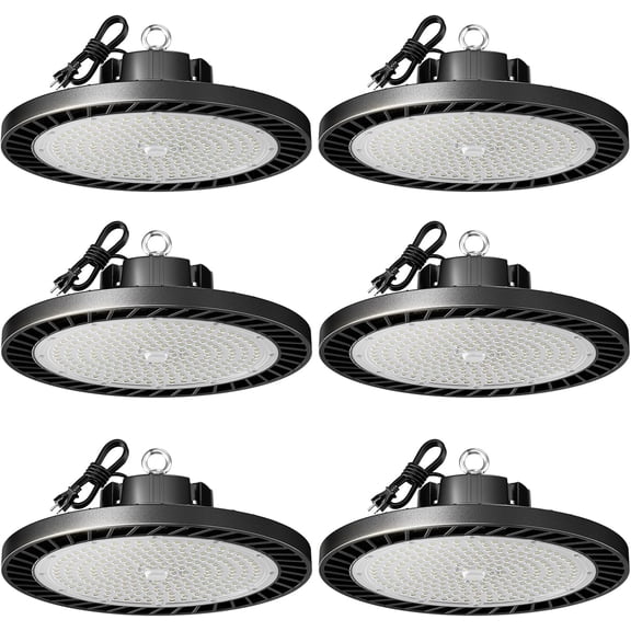 LED High Bay Lights 250w (Eqv.1000w Mh/Hps/Hid),5000K Daylight 37500lm with 5ft Cable High Bay Led Shop Lights Commercial Lighting Fixture for Warehouse Garage Light Barn Factory 6 Pack