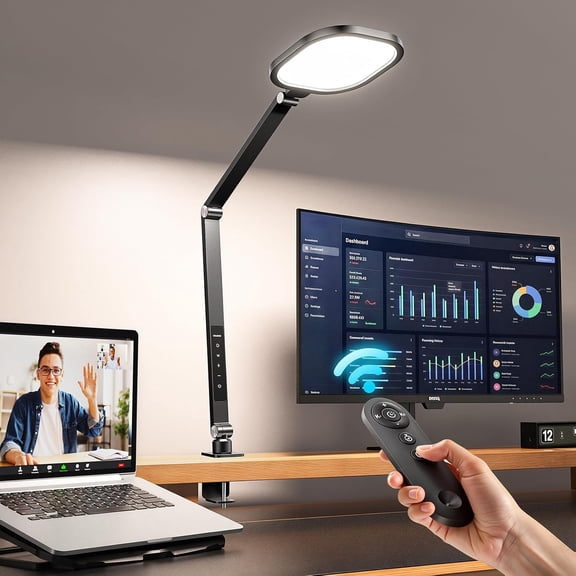 LED for Home Office with Clamp, Remote, 30 Modes | Eye-Care, Pro Lighting for Zoom Meeting, Video Streaming, Recording, Flexible Arm, Memory, 2000LM, CRI 97.8