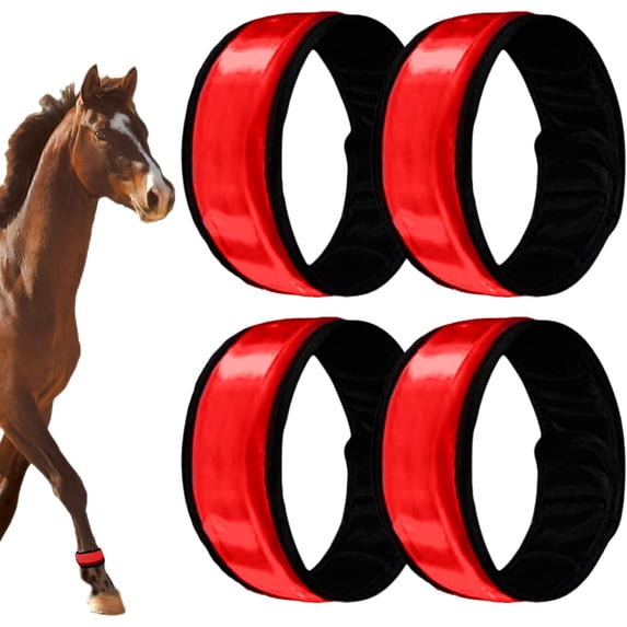 LED Horse Ankle Bands - 4 Pieces Safety Leggings, Flexible 4 Modes Horse Ankle Straps | Abrasion-Resistant PVC LED Horsess Leg Bands for Night Riding Trail Road Parade Farm Stable Ranch Stall