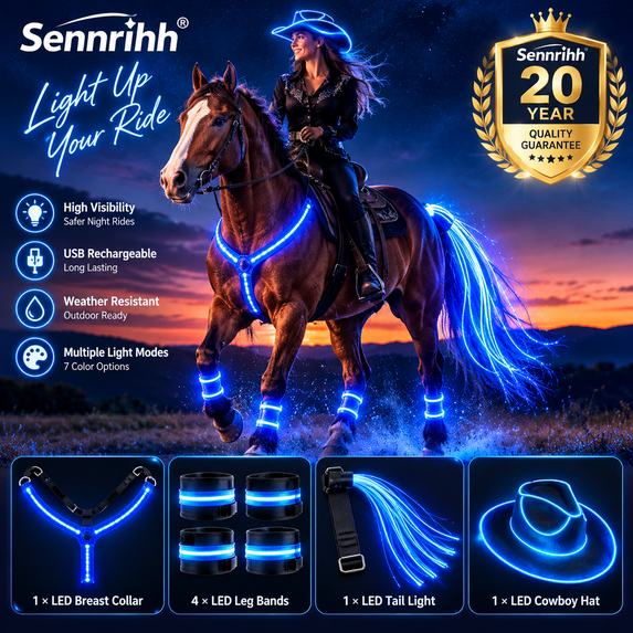 Horswe Ridign LED Horse Tack Set 7 Pcs, Light Up Horse Breast Collar, 4 Leg Bands ...