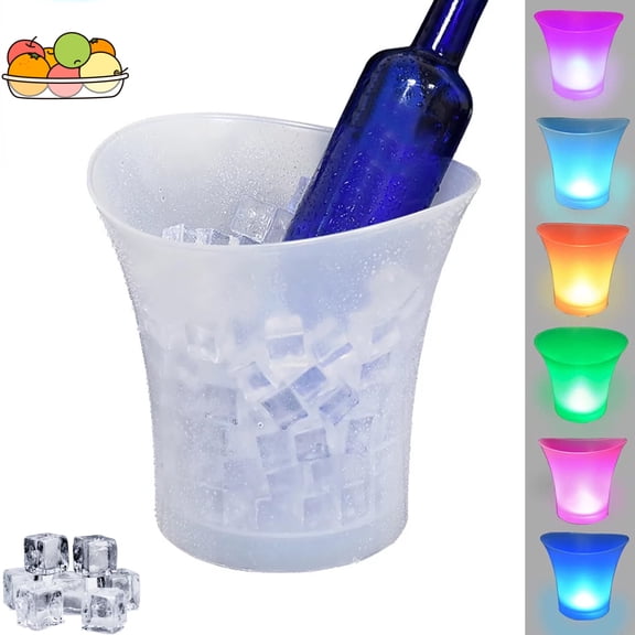 LED Ice Bucket, 5L Large Battery-Powered Capacity Wine Bucket, Drink Containers with Multi Colors Changing for Party/Home/Bar, Waterproof Beer Bucket for Drinks