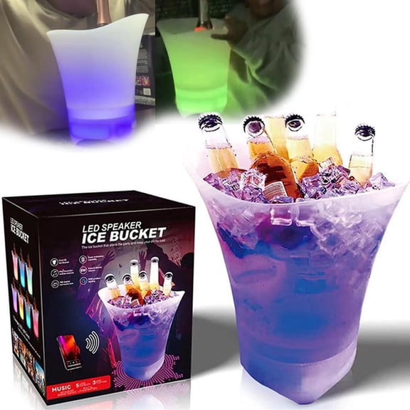 LED Ice Bucket With Bluetooth Speaker Lighted Large Ice Bucket For Parties Portable LED Wine Bucket With Speaker Beverage Tubs For Champagne Bar Accessories For The H,kitchen drinking cups
