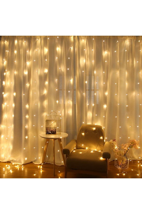 LED Ice Rain Light Chain Warm White Christmas Light Curtain Lighting Christmas Tree 3x2m