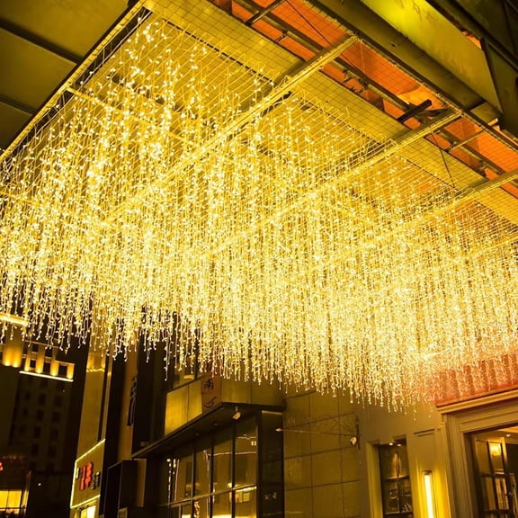 LED Icicle Christmas Lights, 13FT 96 LEDs Fairy String Lights Extendable Curtain 8 Modes Dangling Twinkle Novelty Hanging Lights for Ceiling Party Window Decorations, Warm White 4M