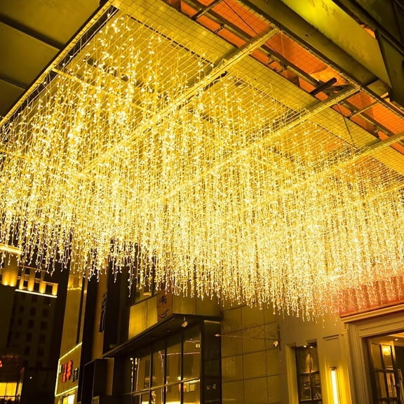 LED Icicle Christmas Lights, 13FT 96 LEDs Fairy String Lights Extendable Curtain 8 Modes Dangling Twinkle Novelty Lights for Ceiling Party Window Decorations, Warm White 4M