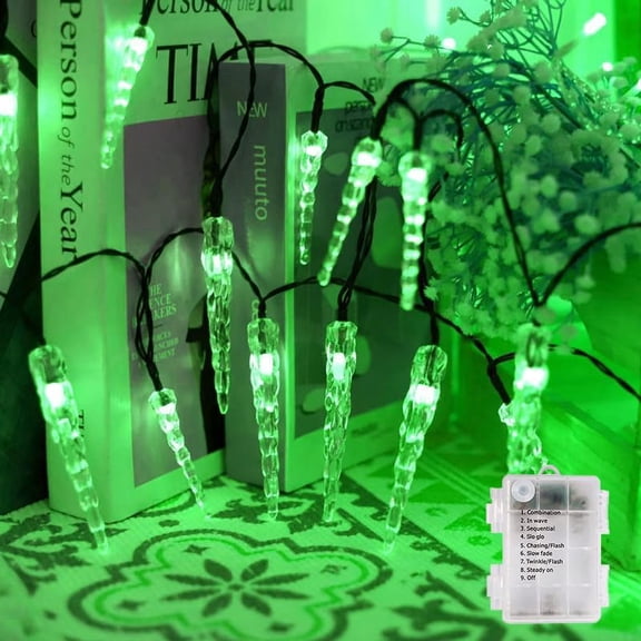 LED Icicle Fairy Lights Battery Operated, 20M/200LED Clear Acrylic Icicle Light Curtain, for Christmas Winter Holiday Garden Party Decoration Indoor and Outdoor