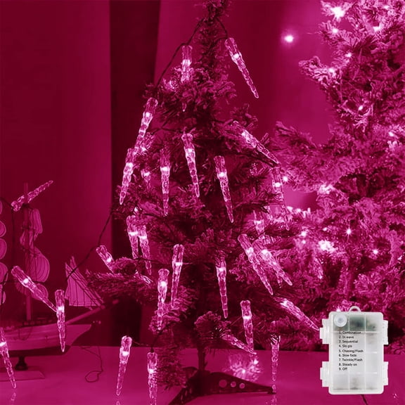 LED Icicle Fairy Lights Battery Operated, 20M/200LED Clear Acrylic Icicle Light Curtain, for Christmas Winter Holiday Garden Party Decoration Indoor and Outdoor
