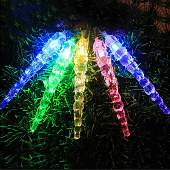 LED Icicle Fairy Lights Battery Operated 9.85FT 20LED Acrylic Icicle Clear Plastic Icicles Fairy Lighting Curtain for Winter Decoration Garden Party Holiday
