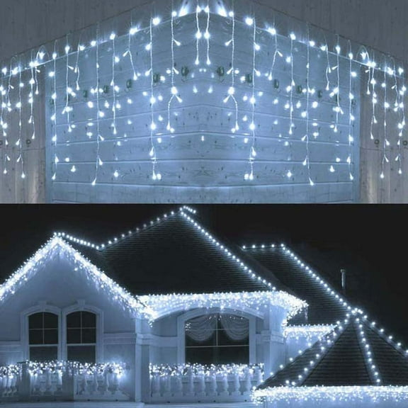 LED Icicle Lights Curtain for Christmas, Holiday String Lights for Magical Ambiance, Xmas Decorations for Indoor & Outdoor Holiday Parties, Winter Wonderland Decor