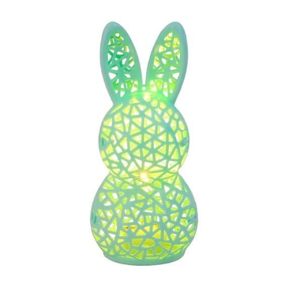 LED Illuminated 3D Printed Easter Bunny Hollow Lamp - Glowing Rabbit Night Light Figurine - Festive Spring Bedroom Decor - Holiday Party Atmosphere Prop Kids Bedside Table Ornament