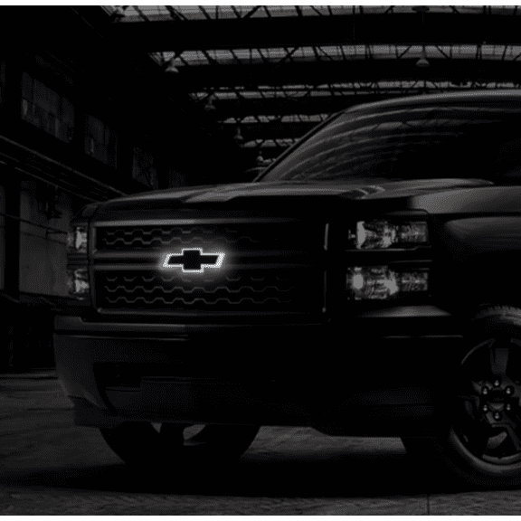 Chevy Silverado LED Bowtie Grille Emblem - Black Logo | White Glow