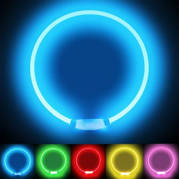 LED Illuminated Dog Collar with Flashing Light for Nighttime Visibility and Walks