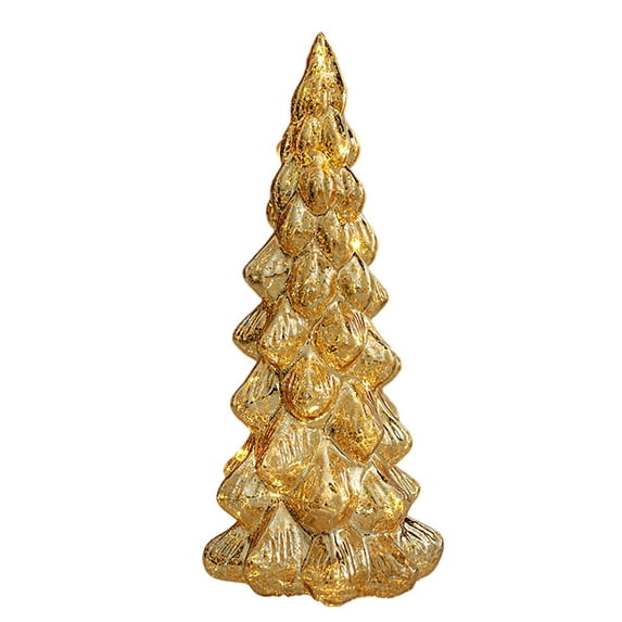 LED Illuminated Glass Christmas Tree with Warm White Lights - Battery Powered Holiday Decoration for Mantel, Tabletop Centerpiece, Christmas Home Decor and Festive Gift