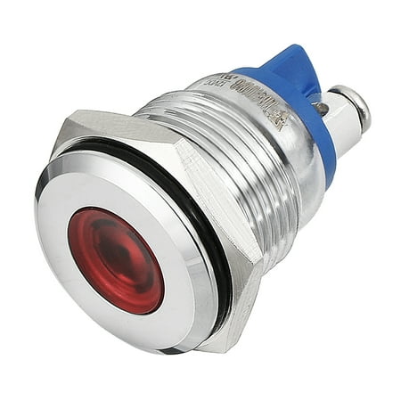 LED Indicator Light 12V Red 16mm Metal Custom Dash Signal Lamp Flat Head 1PCS