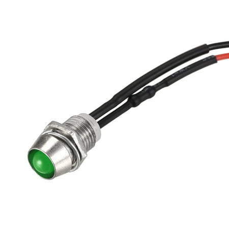 LED Indicator Light AC/DC 110V 8mm Panel Mount Green LED Signal Lamp Metal Shell 10Pcs