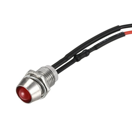 LED Indicator Light AC/DC 110V 8mm Panel Mount Red LED Signal Lamp Metal Shell 2Pcs