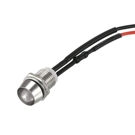 LED Indicator Light AC/DC 110V 8mm Panel Mount White LED Signal Lamp Metal Shell 2Pcs