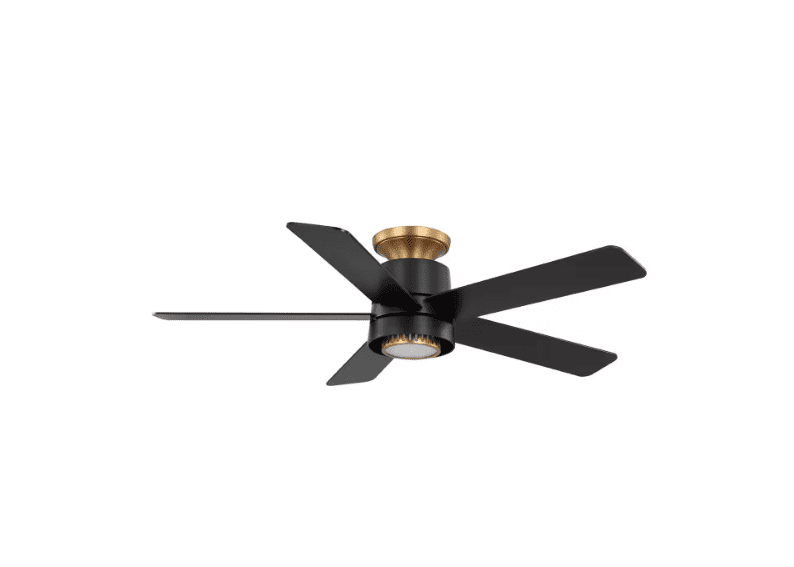 LED Indoor Matt Black w/ Brass Accents Ceiling Fan with Uplight and ...