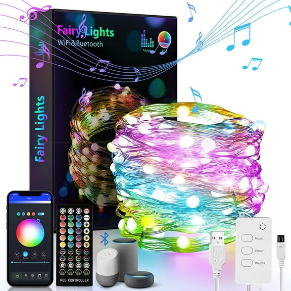 LED Indoor String Lights, 32.8FT Fairy String Lights, With Music Mode