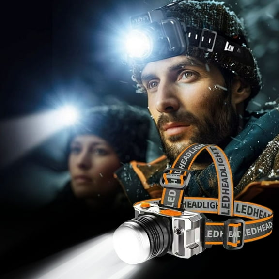 LED Induction Headlamp - Strong 200W Attuned Charging Headlamp with Motion Sensor, Adjustable Zoom Focus, High-Intensity LED Work Light for Outdoor Camping, Fishing, Hiking, Cylindrical Battery