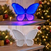 LED Infinity Mirror Christmas Butterfly Table Lamp, USB Powered Ambient Night Light With Adjustable Brightness, Festive Holiday Decor For Bedroom Living Room Party Gift