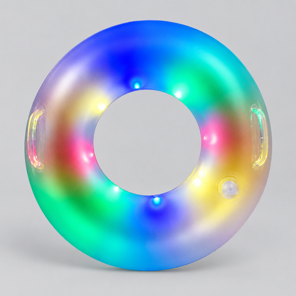 LED Inflatable Pool Float, Pool Float Tube, LED Pool Swim Ring, Water Fun Large Blow Up Summer Beach Swimming Raft